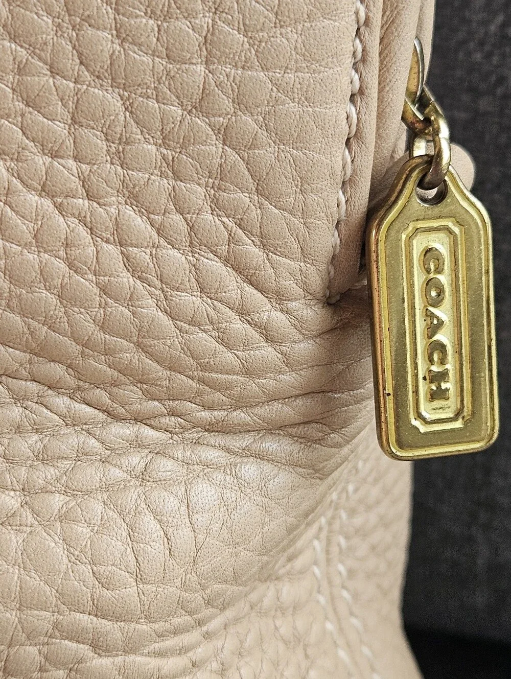 Coach Beige Leather Satchel with Removable Strap